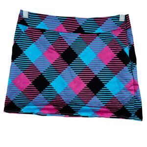 Loudmouth Skort Golf Tennis Pickleball Plaid Blue Pink 4 Pockets Athletic Preppy